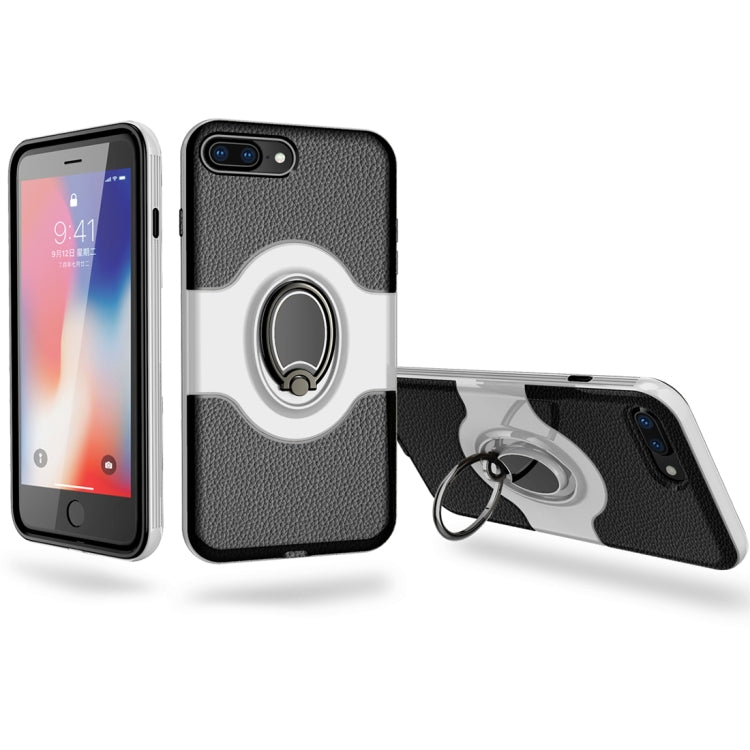 For iPhone 8 Plus & 7 Plus Dropproof Full Coverage Protective Case Cover with Magnetic Rotatable Ring Holder