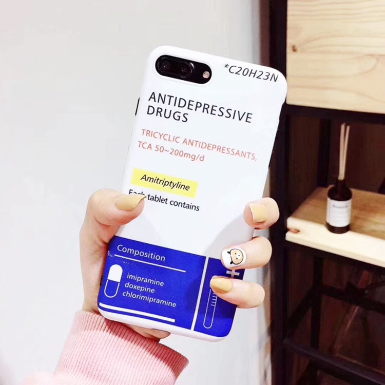 For iPhone 8 Plus & 7 Plus Soft TPU Creative Funny Letter Antidepressant Drugs Protective Back Cover Case