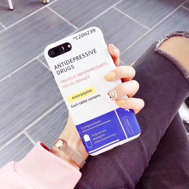 For iPhone 8 Plus & 7 Plus Soft TPU Creative Funny Letter Antidepressant Drugs Protective Back Cover Case