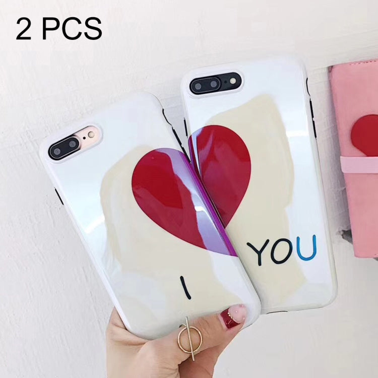 2 PCS for iPhone 8 Plus & 7 Plus Soft TPU Half Heart Couple Friends Protective Back Cover Case