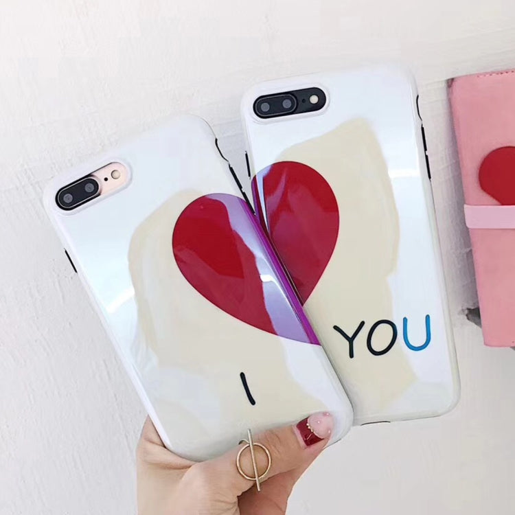2 PCS for iPhone 8 Plus & 7 Plus Soft TPU Half Heart Couple Friends Protective Back Cover Case