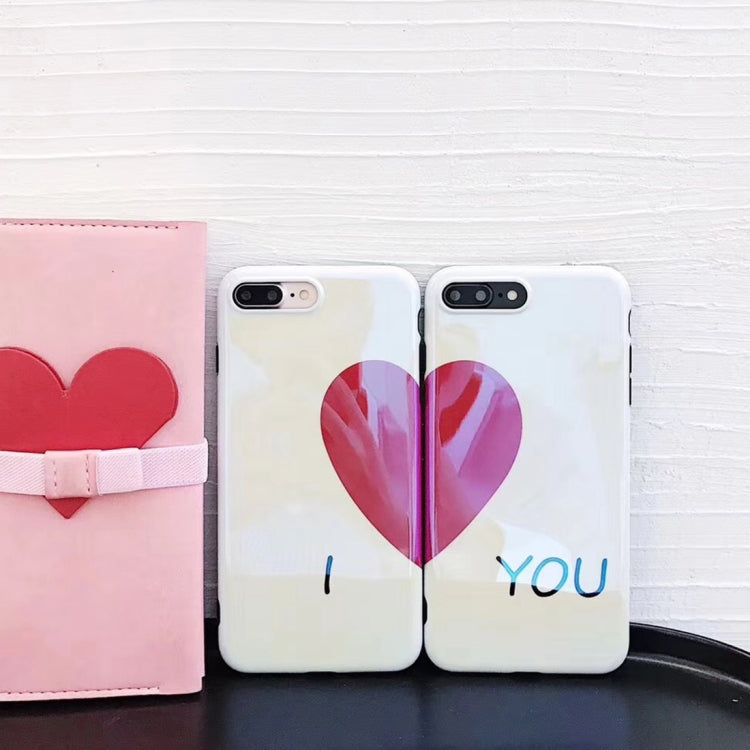 2 PCS for iPhone 8 Plus & 7 Plus Soft TPU Half Heart Couple Friends Protective Back Cover Case