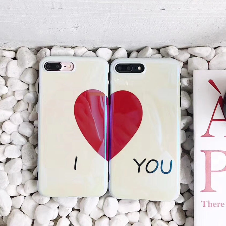 2 PCS for iPhone 8 Plus & 7 Plus Soft TPU Half Heart Couple Friends Protective Back Cover Case