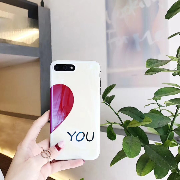 2 PCS for iPhone 8 Plus & 7 Plus Soft TPU Half Heart Couple Friends Protective Back Cover Case