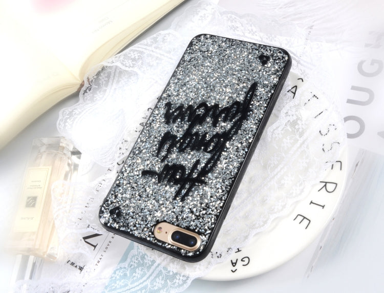 For iPhone 8 Plus & 7 Plus Fashion Letter Pattern Sequin Protective Back Cover Case(Silver)