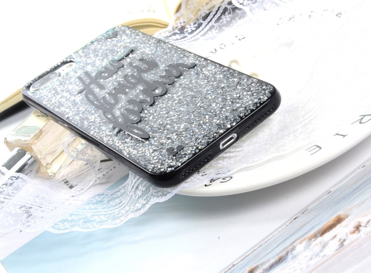 For iPhone 8 Plus & 7 Plus Fashion Letter Pattern Sequin Protective Back Cover Case(Silver)