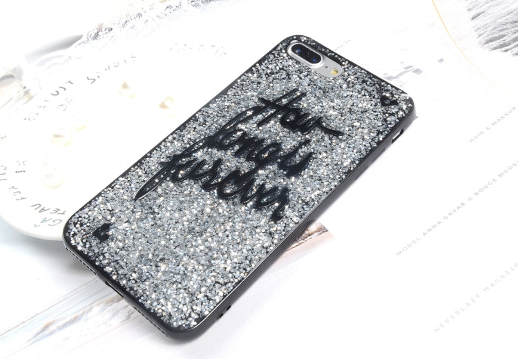 For iPhone 8 Plus & 7 Plus Fashion Letter Pattern Sequin Protective Back Cover Case(Silver)