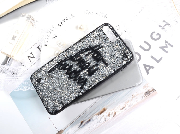 For iPhone 8 Plus & 7 Plus Fashion Letter Pattern Sequin Protective Back Cover Case(Silver)