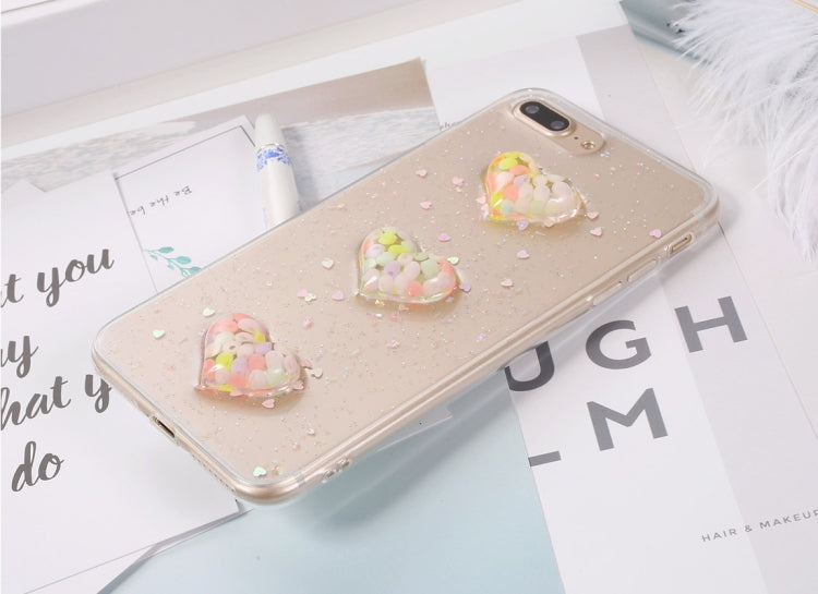 For iPhone 8 Plus & 7 Plus Fashion Candy Love Heart Pattern TPU Protective Back Cover Case