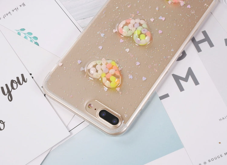 For iPhone 8 Plus & 7 Plus Fashion Candy Love Heart Pattern TPU Protective Back Cover Case