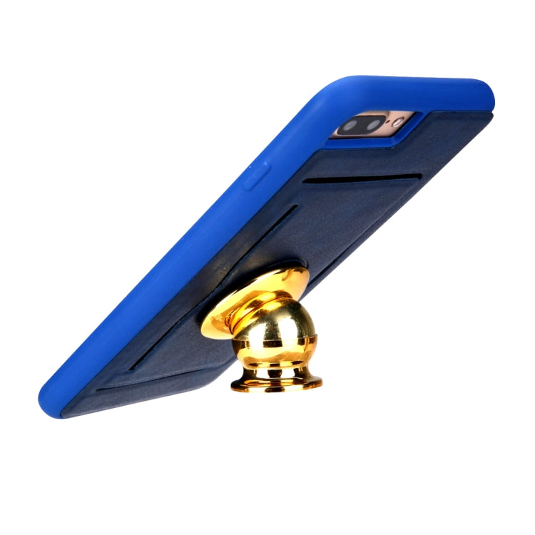 For iPhone 8 Plus & 7 Plus Retro Crazy Horse Texture PU Leather Case with Holder & Card Slots & Hidden Back Sheet Iron