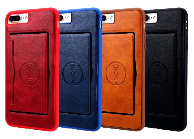 For iPhone 8 Plus & 7 Plus Retro Crazy Horse Texture PU Leather Case with Holder & Card Slots & Hidden Back Sheet Iron