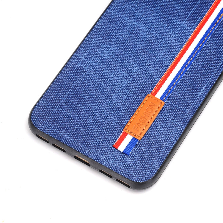 For iPhone 8 Plus Denim Texture Protective Back Cover Case with Lanyard