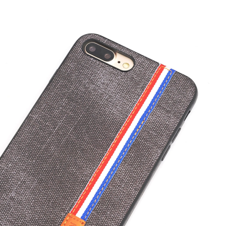 For iPhone 8 Plus Denim Texture Protective Back Cover Case with Lanyard