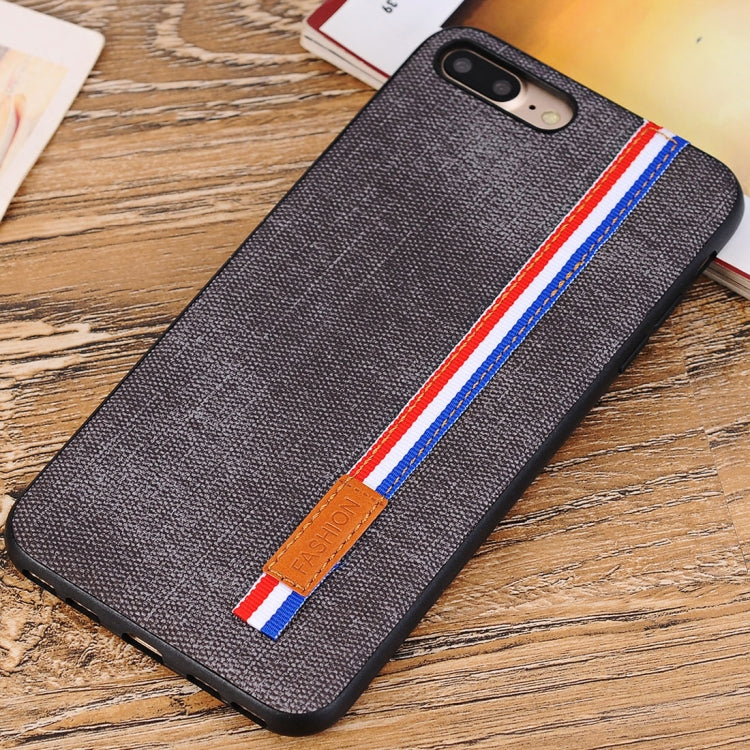 For iPhone 8 Plus Denim Texture Protective Back Cover Case with Lanyard
