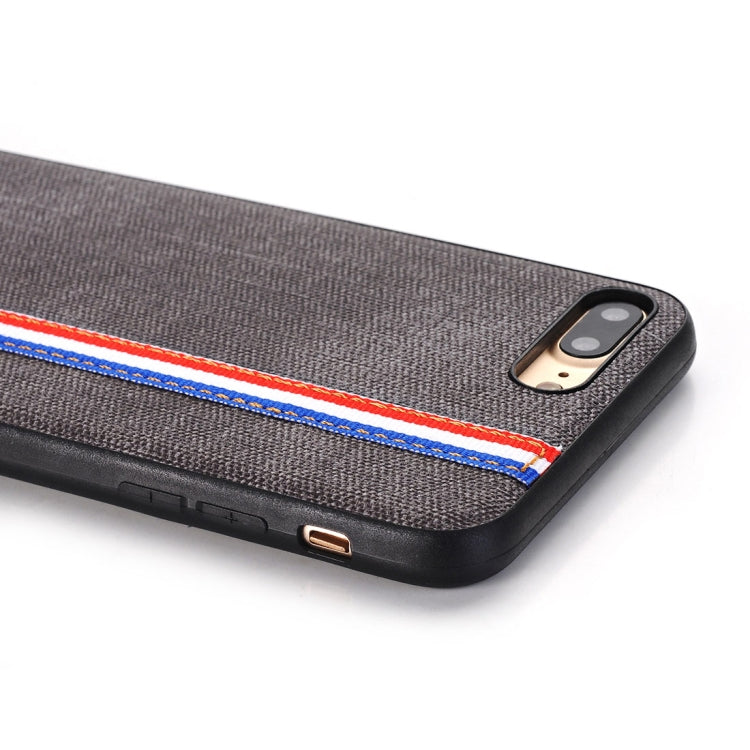 For iPhone 8 Plus Denim Texture Protective Back Cover Case with Lanyard