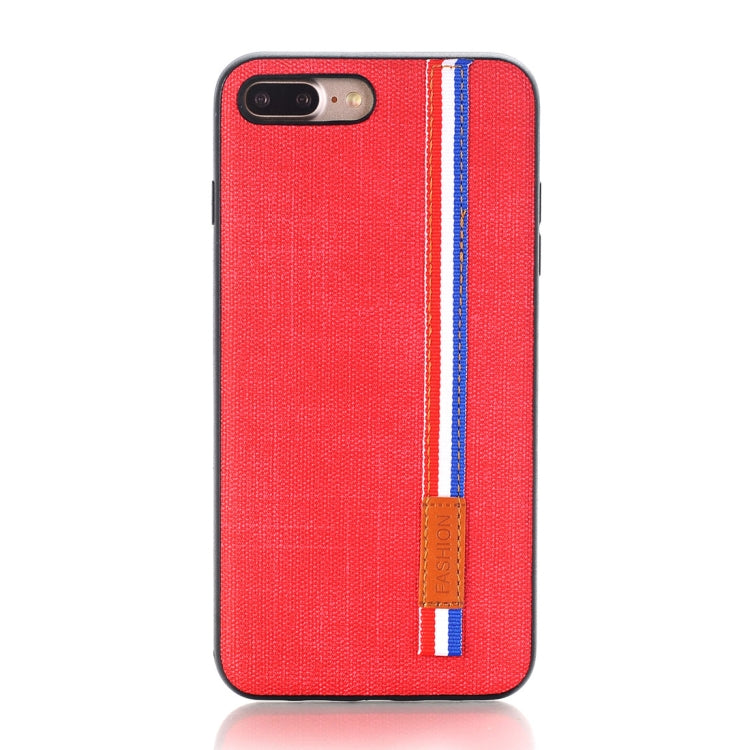 For iPhone 8 Plus Denim Texture Protective Back Cover Case with Lanyard