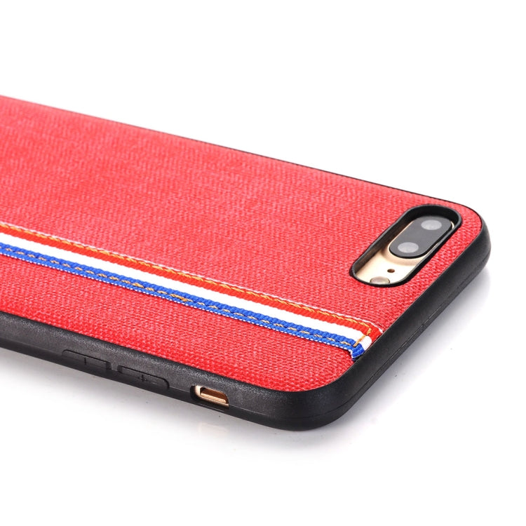 For iPhone 8 Plus Denim Texture Protective Back Cover Case with Lanyard