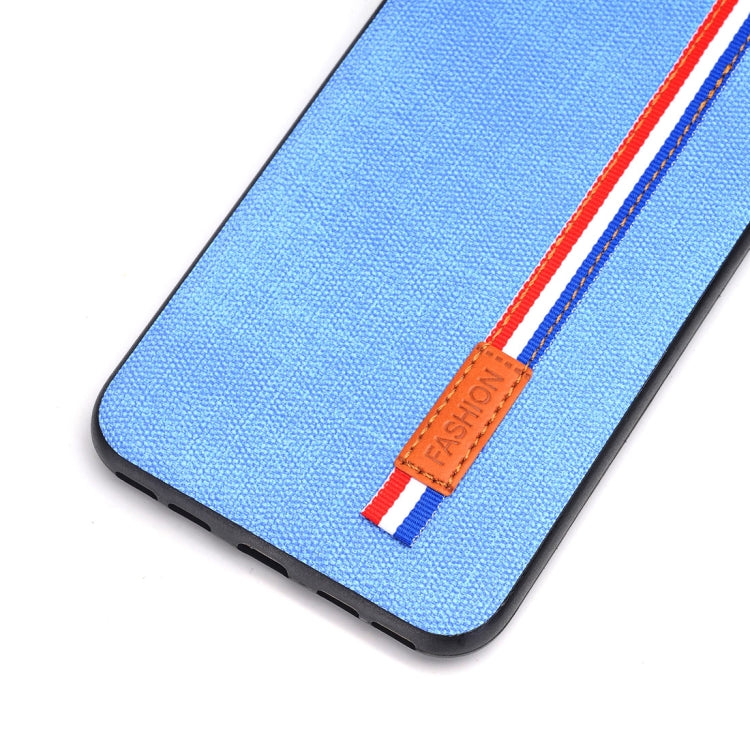For iPhone 8 Plus Denim Texture Protective Back Cover Case with Lanyard
