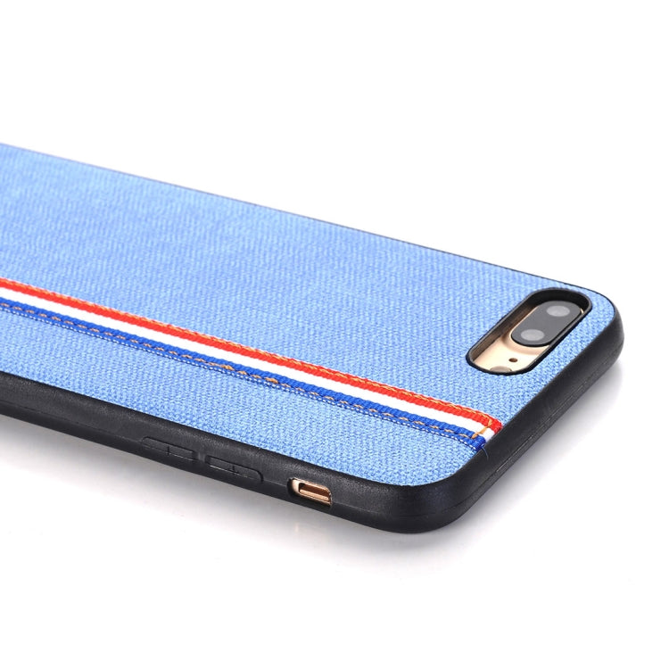 For iPhone 8 Plus Denim Texture Protective Back Cover Case with Lanyard