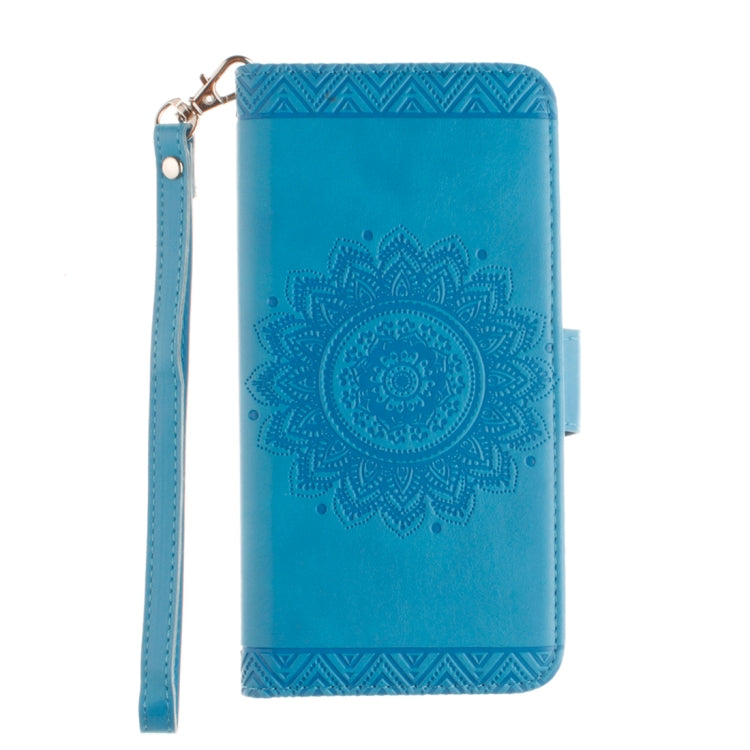 For iPhone 8 Plus & 7 Plus Embossment Mandala Print Horizontal Flip Leather Case with Holder & Card Slots & Wallet & Lanyard