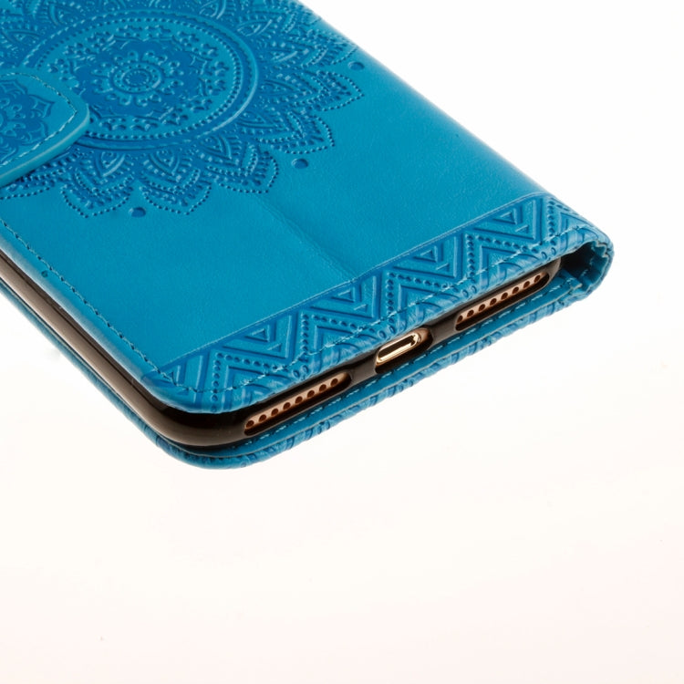 For iPhone 8 Plus & 7 Plus Embossment Mandala Print Horizontal Flip Leather Case with Holder & Card Slots & Wallet & Lanyard