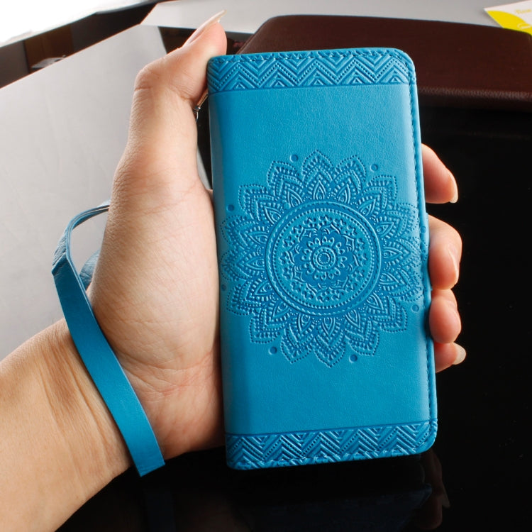 For iPhone 8 Plus & 7 Plus Embossment Mandala Print Horizontal Flip Leather Case with Holder & Card Slots & Wallet & Lanyard