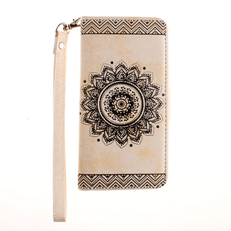 For iPhone 8 Plus & 7 Plus Embossment Mandala Print Horizontal Flip Leather Case with Holder & Card Slots & Wallet & Lanyard