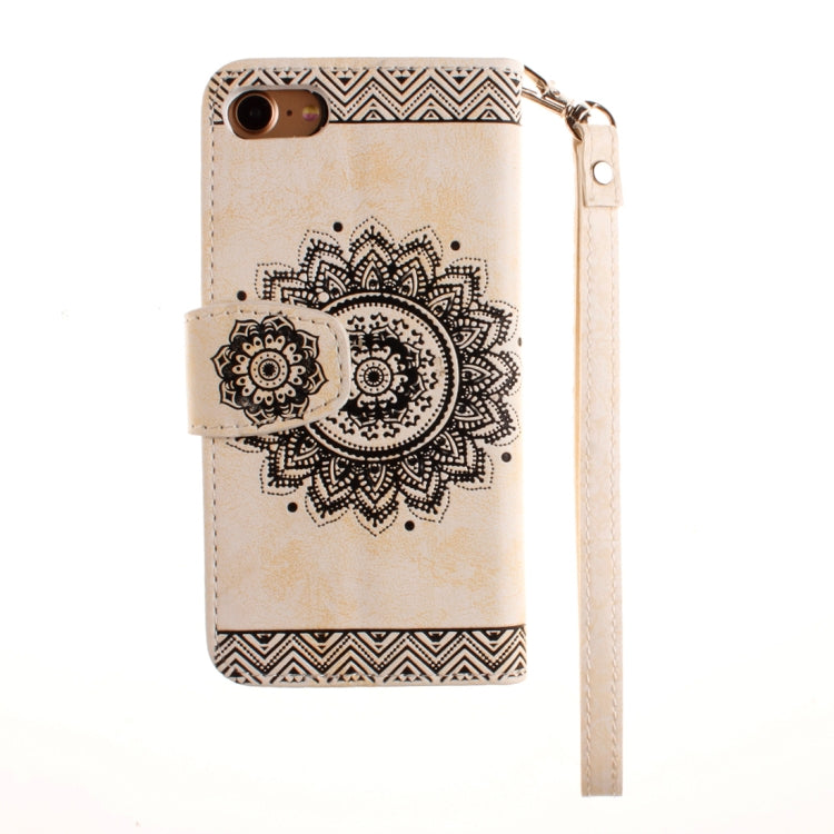 For iPhone 8 Plus & 7 Plus Embossment Mandala Print Horizontal Flip Leather Case with Holder & Card Slots & Wallet & Lanyard