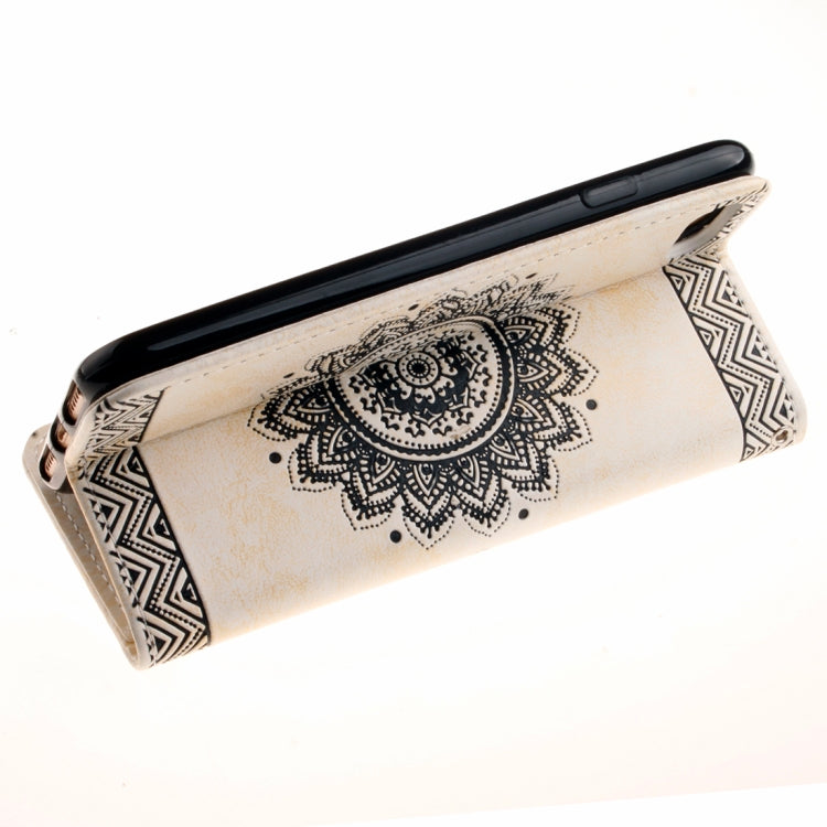 For iPhone 8 Plus & 7 Plus Embossment Mandala Print Horizontal Flip Leather Case with Holder & Card Slots & Wallet & Lanyard