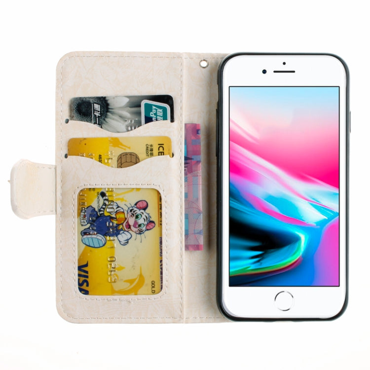 For iPhone 8 Plus & 7 Plus Embossment Mandala Print Horizontal Flip Leather Case with Holder & Card Slots & Wallet & Lanyard
