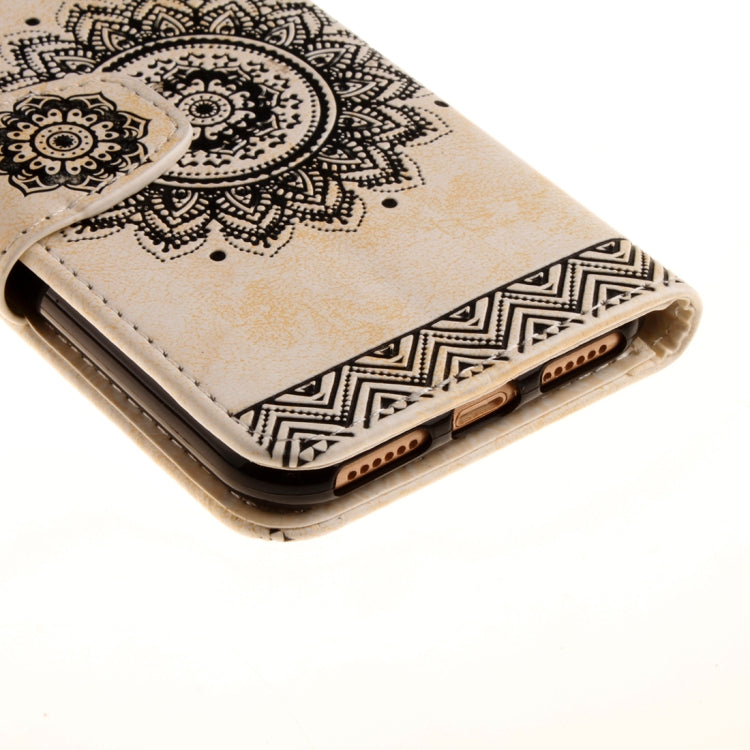 For iPhone 8 Plus & 7 Plus Embossment Mandala Print Horizontal Flip Leather Case with Holder & Card Slots & Wallet & Lanyard