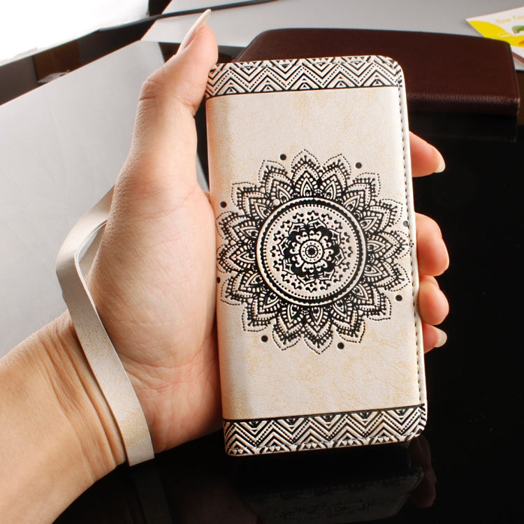 For iPhone 8 Plus & 7 Plus Embossment Mandala Print Horizontal Flip Leather Case with Holder & Card Slots & Wallet & Lanyard
