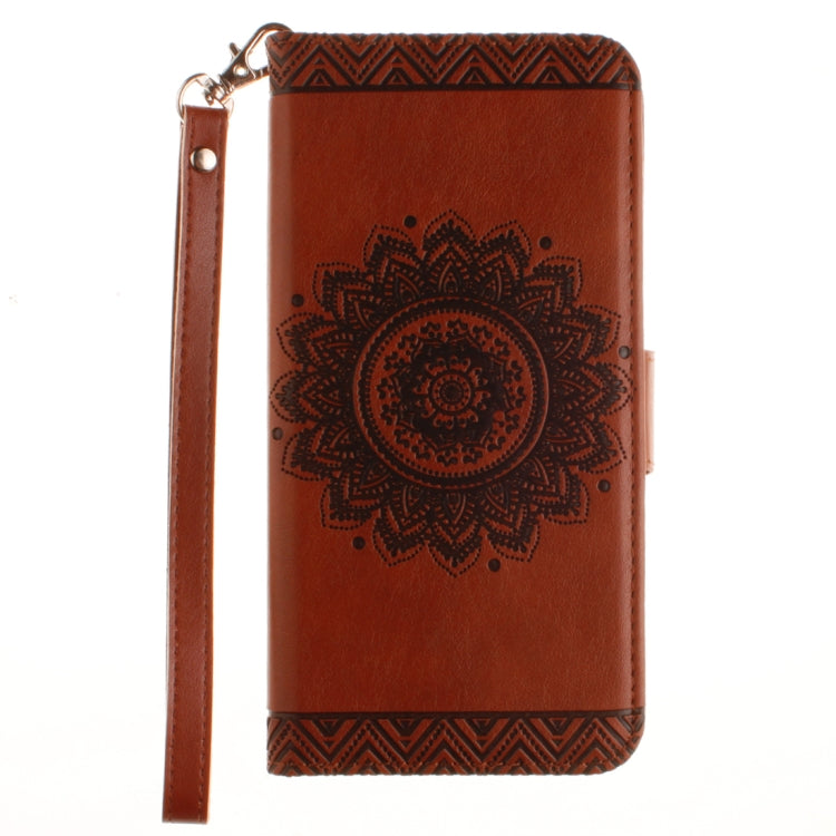 For iPhone 8 Plus & 7 Plus Embossment Mandala Print Horizontal Flip Leather Case with Holder & Card Slots & Wallet & Lanyard