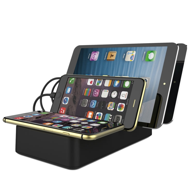 HS-CH008 Foldable 3 Ports USB Charging Station With QI Wireless Charger Pad, For iPhone X/8, Tablets, Cameras and Most IOS & Android Smartphones