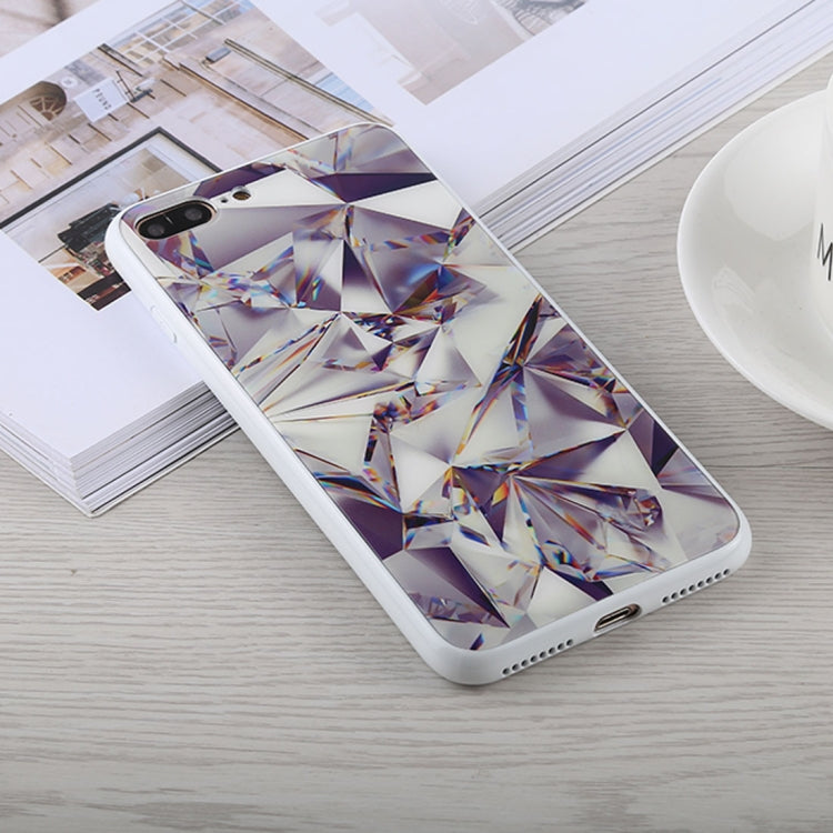 Fashion Diamond Pattern Anti-scratch Gradient Color Glass Case for iPhone 8 Plus & 7 Plus
