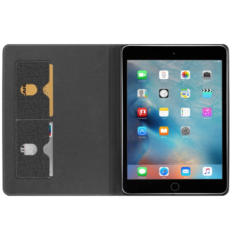 Cloth Pattern PU Case for iPad 9.7 inch (2018) & (2017) & (2016) & iPad Air 2 & iPad Air, with Card Slot & Pen Groove