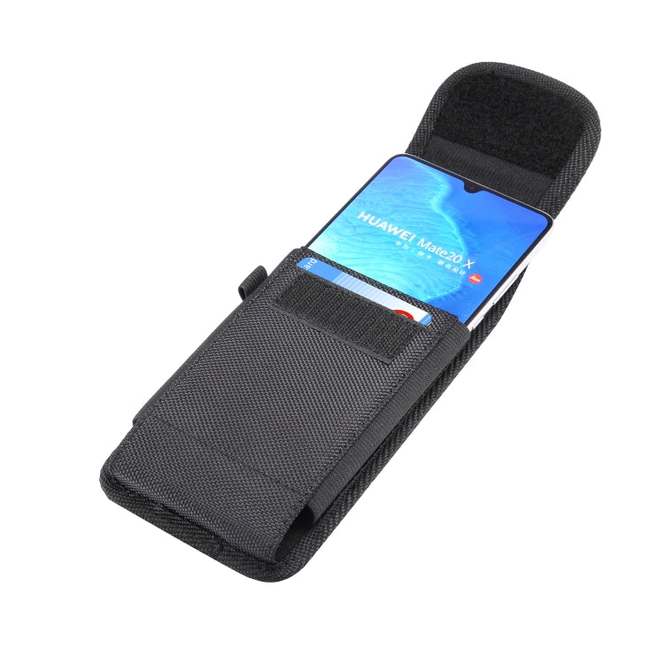 6.9 inch Universal Vertical Nylon Fabric Waist Bag  for Huawei Mate 20 X & Honor 8X Max, Xiaomi Max(Black)
