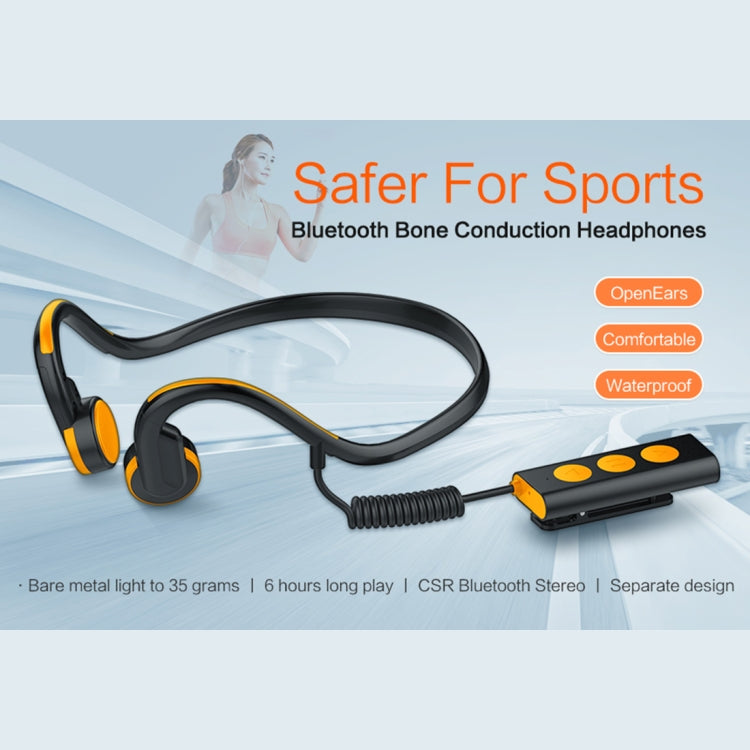 BT-BK Bone Conduction Bluetooth V4.1+EDR Sports Over the Ear Headphone Headset with Mic, For iPhone, Samsung, Huawei, Xiaomi, HTC and Other Smart Phones or Other Bluetooth Audio Devices(Orange)