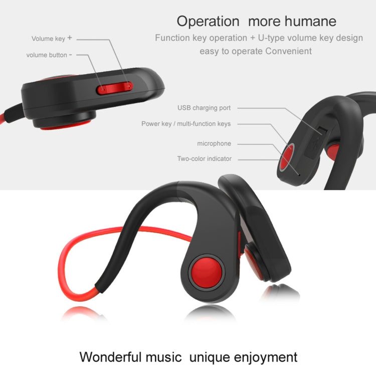 BT-DK Bone Conduction Bluetooth V4.1+EDR Sports Over the Ear Headphone Headset with Mic, Support NFC, For iPhone, Samsung, Huawei, Xiaomi, HTC and Other Smart Phones or Other Bluetooth Audio Devices