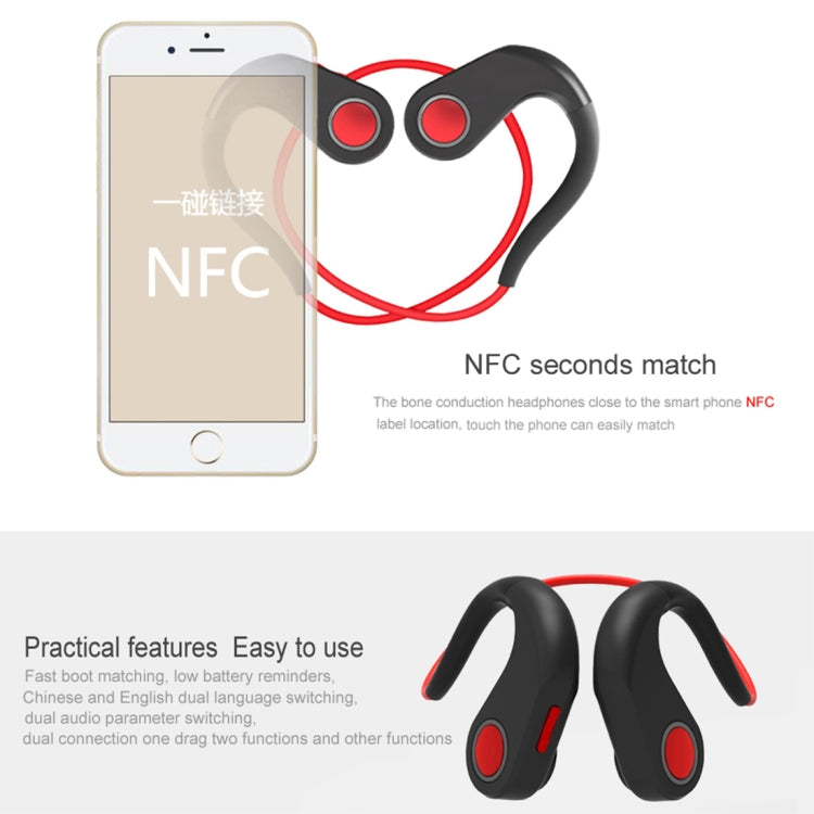 BT-DK Bone Conduction Bluetooth V4.1+EDR Sports Over the Ear Headphone Headset with Mic, Support NFC, For iPhone, Samsung, Huawei, Xiaomi, HTC and Other Smart Phones or Other Bluetooth Audio Devices