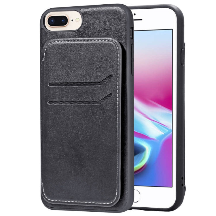 Simple Leather Texture TPU Magnetic Leather Case for iPhone 8 Plus & 7 Plus & 6 Plus, with Holder & Card Slots & Wallet