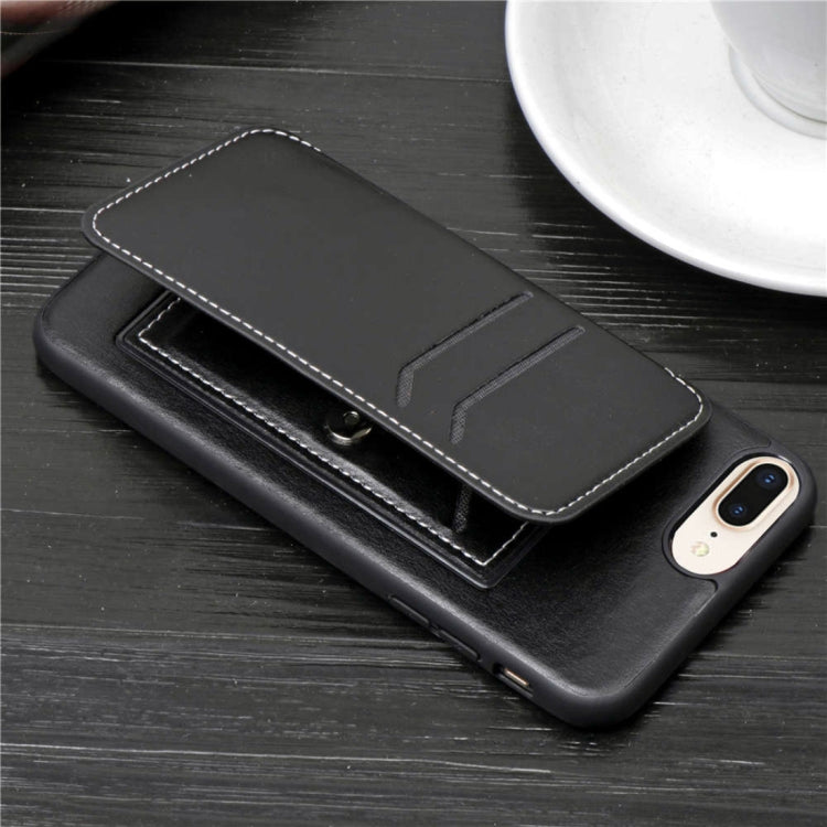 Simple Leather Texture TPU Magnetic Leather Case for iPhone 8 Plus & 7 Plus & 6 Plus, with Holder & Card Slots & Wallet