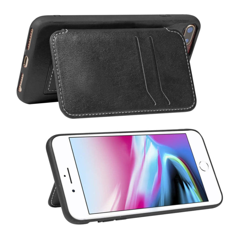 Simple Leather Texture TPU Magnetic Leather Case for iPhone 8 Plus & 7 Plus & 6 Plus, with Holder & Card Slots & Wallet