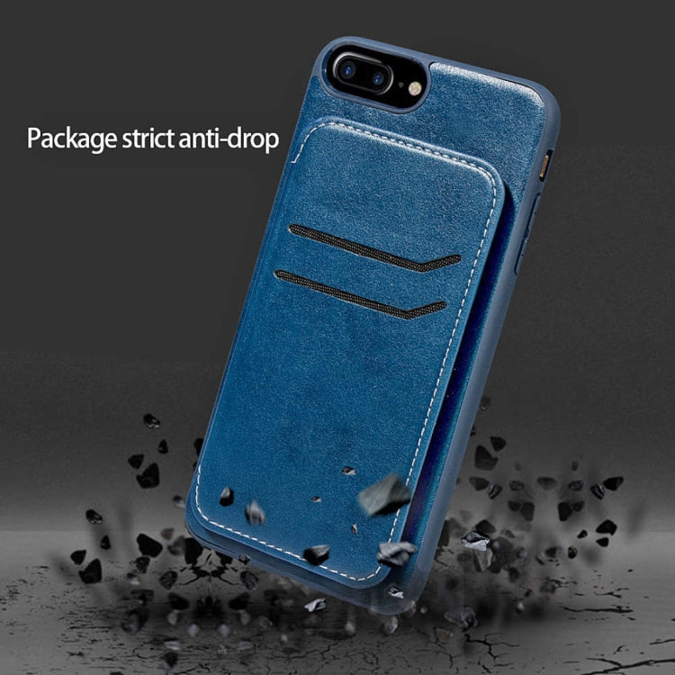 Simple Leather Texture TPU Magnetic Leather Case for iPhone 8 Plus & 7 Plus & 6 Plus, with Holder & Card Slots & Wallet