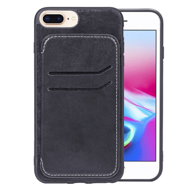 Simple Leather Texture TPU Magnetic Leather Case for iPhone 8 Plus & 7 Plus & 6 Plus, with Holder & Card Slots & Wallet