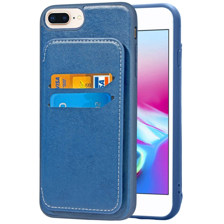 Simple Leather Texture TPU Magnetic Leather Case for iPhone 8 Plus & 7 Plus & 6 Plus, with Holder & Card Slots & Wallet
