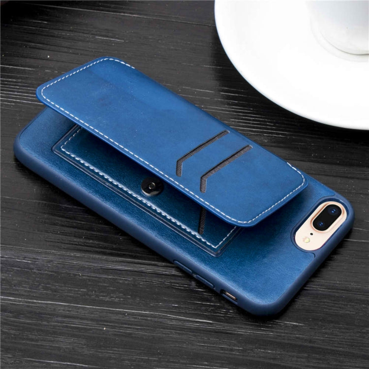 Simple Leather Texture TPU Magnetic Leather Case for iPhone 8 Plus & 7 Plus & 6 Plus, with Holder & Card Slots & Wallet