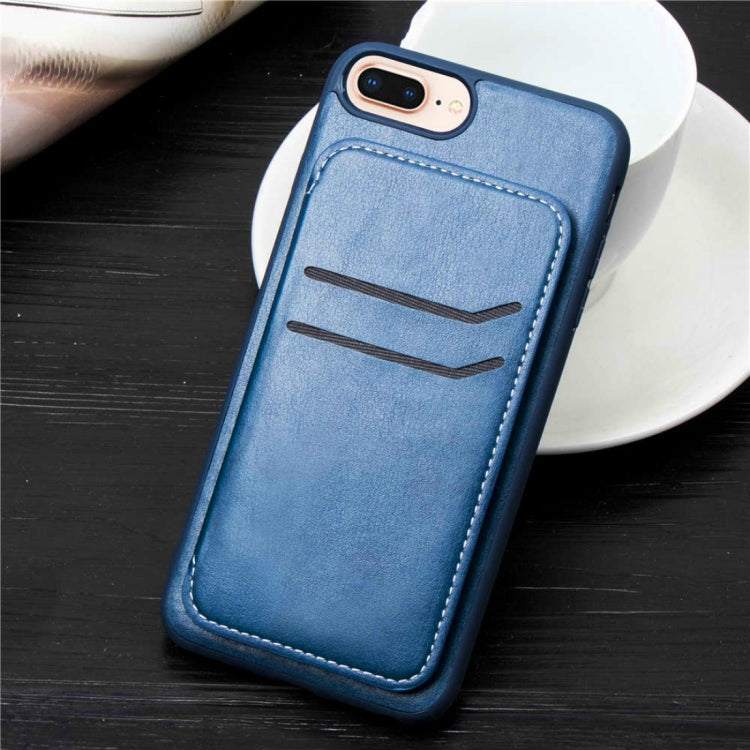 Simple Leather Texture TPU Magnetic Leather Case for iPhone 8 Plus & 7 Plus & 6 Plus, with Holder & Card Slots & Wallet