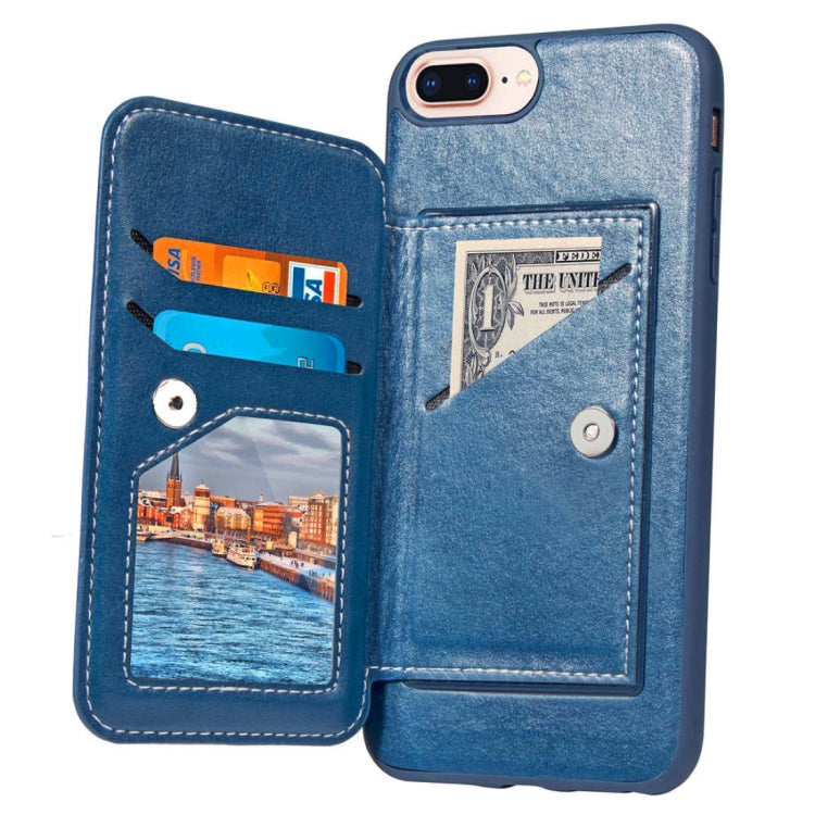 Simple Leather Texture TPU Magnetic Leather Case for iPhone 8 Plus & 7 Plus & 6 Plus, with Holder & Card Slots & Wallet